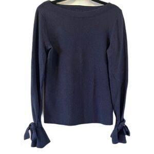 Banana Republic Filpucci Navy Tie Cuff Sweater M Merino Cashmere Blend Flare Lux